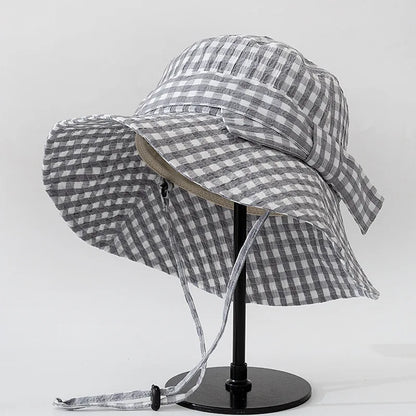 Women's Vintage Pink Plaid Bucket Hat