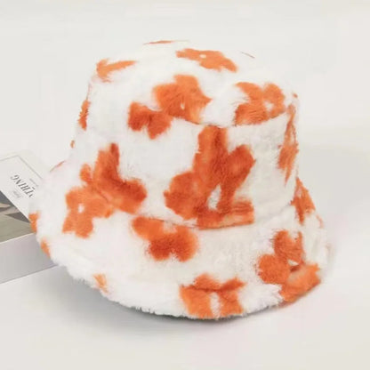 Women’s Floral Faux Fur Winter Bucket Hat