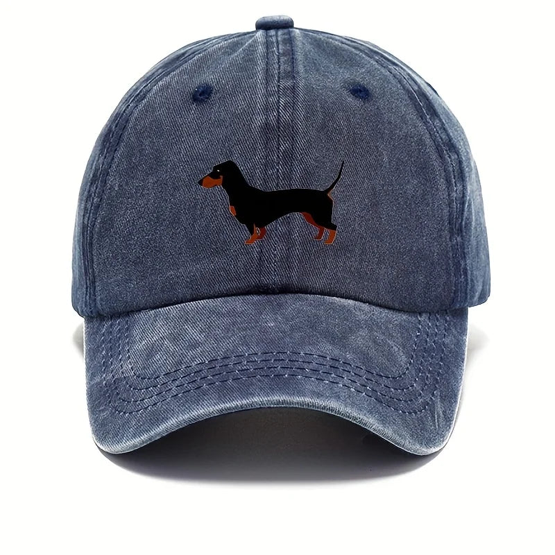 Retro Dachshund Cartoon Print Baseball Cap