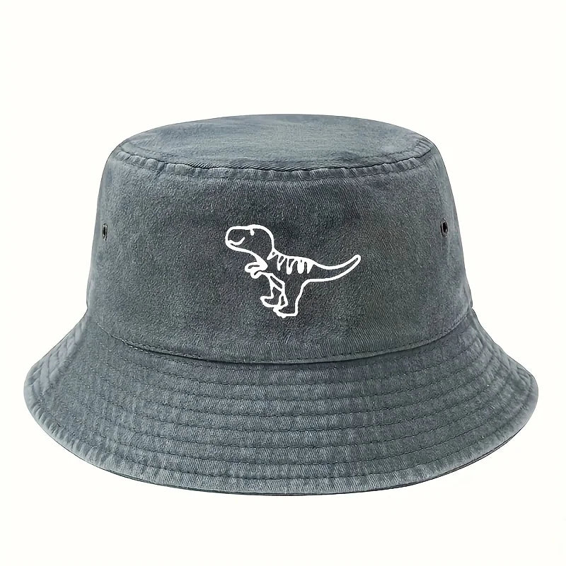 Retro Washed Dinosaur Print Fisherman Hat