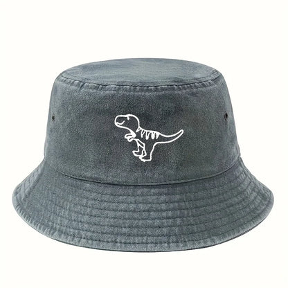 Retro Washed Dinosaur Print Fisherman Hat