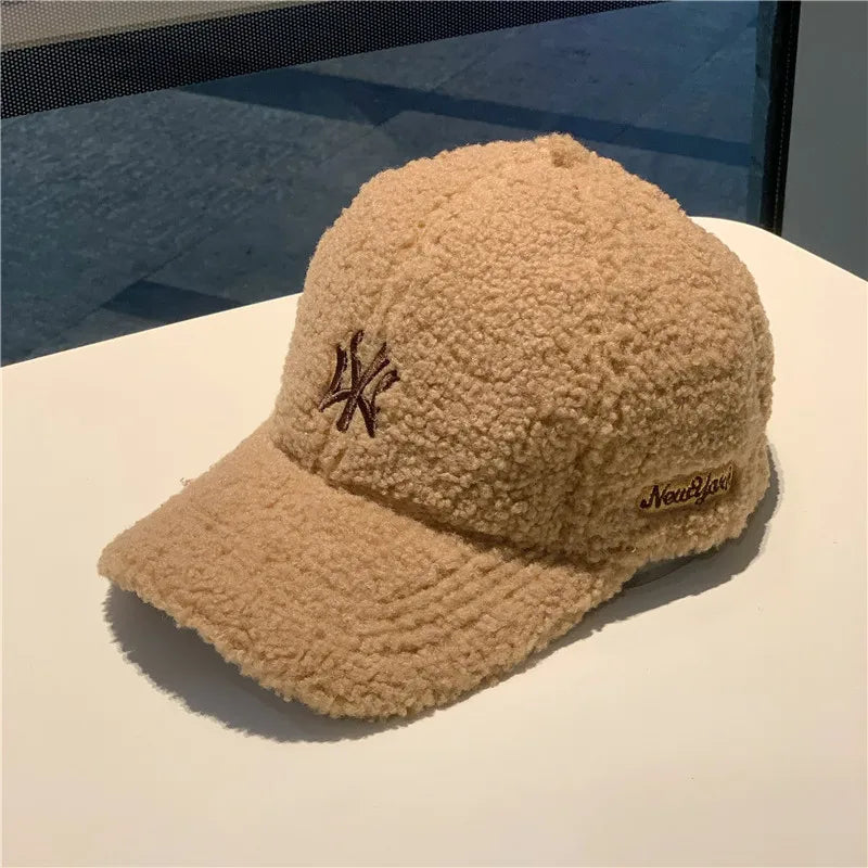 Faux Cashmere Letter Logo Winter Baseball Cap