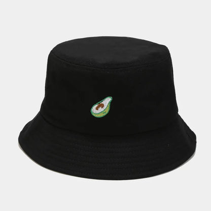 Cartoon Fruit Embroidered Cotton Bucket Hat