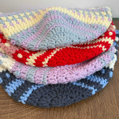 Vintage Handmade Crochet Bohemian Striped Bucket Hat