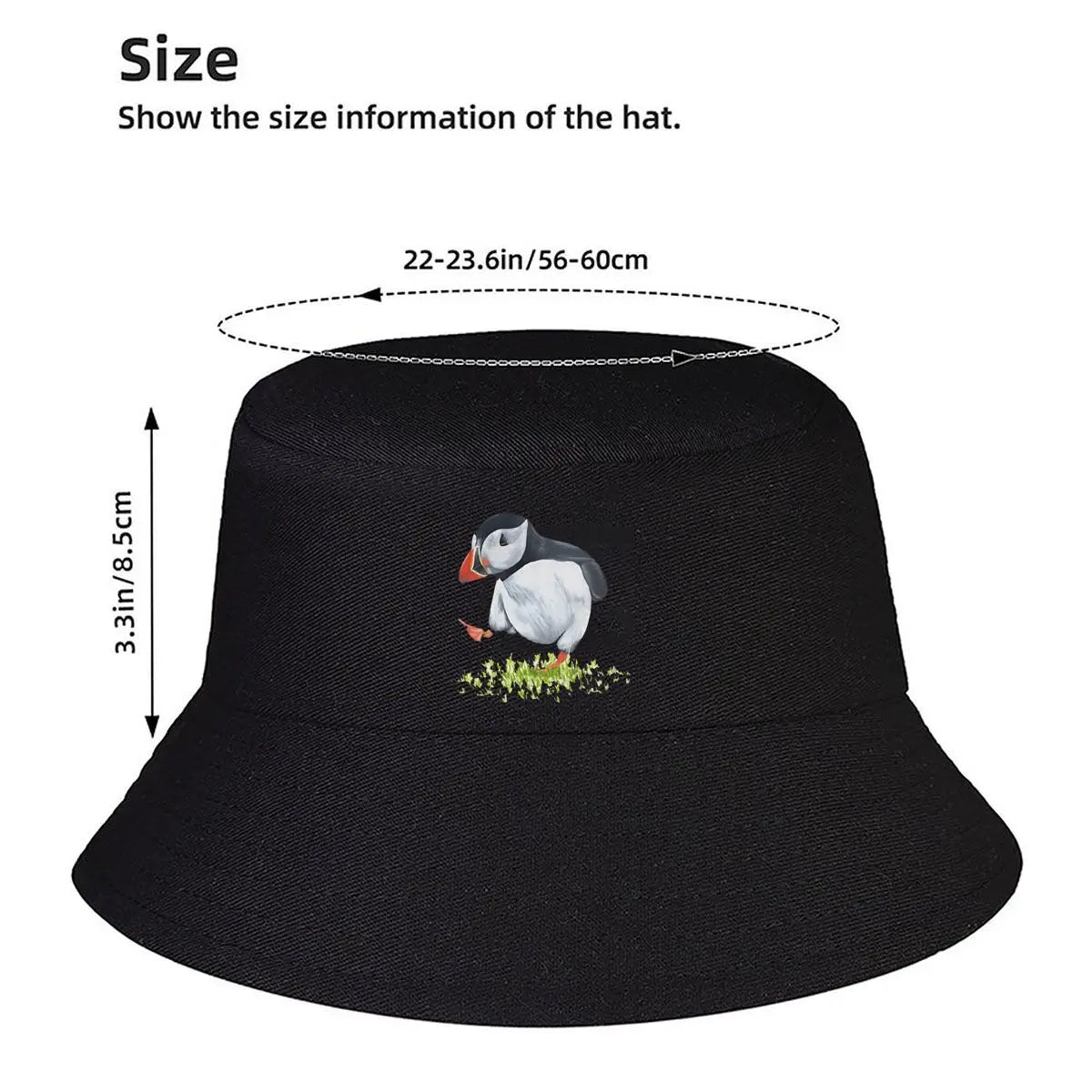 Puffin On The Grass Watercolor Nature Graphic Bucket Hat