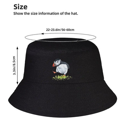 Puffin On The Grass Watercolor Nature Graphic Bucket Hat