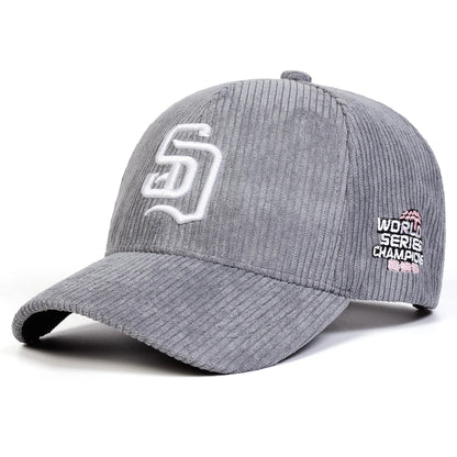 Unisex SD Letter Embroidery Corduroy Baseball Caps