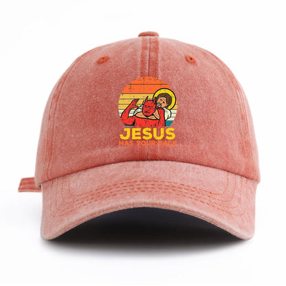 Jesus Has U Back Washed Retro Baseball Cap