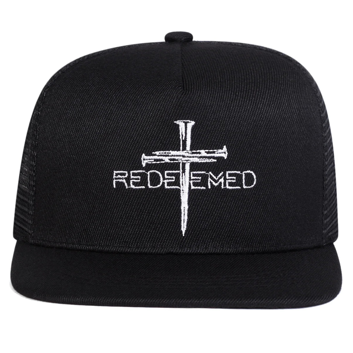 Redeemed Cross Embroidered Mesh Hip Hop Snapback Cap