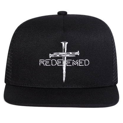 Redeemed Cross Embroidered Mesh Hip Hop Snapback Cap