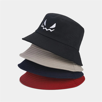 Halloween Pumpkin Embroidery Bucket Hat Double Sides