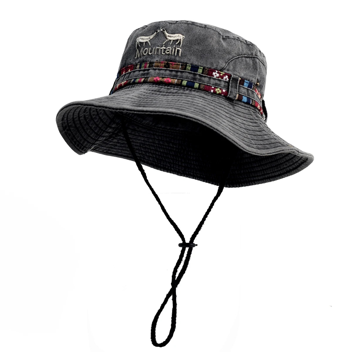 Vintage Embroidered Cotton Foldable Bucket Hat