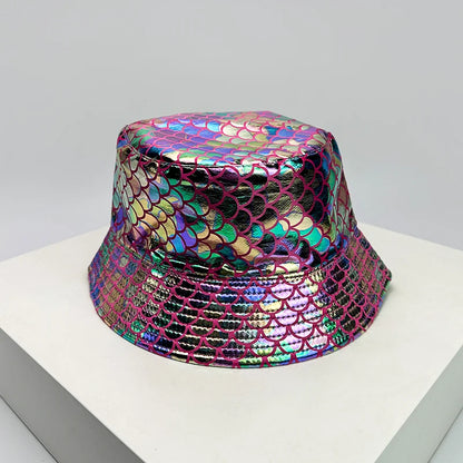 Shiny PU Leather Colorful Bucket Hats