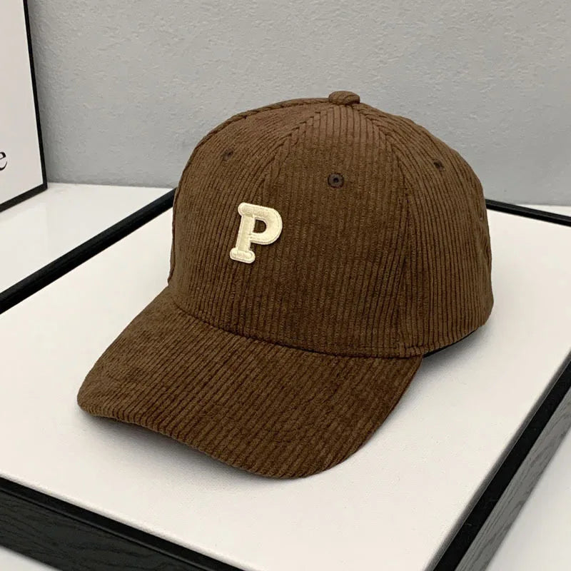 Corduroy Letter Baseball Cap