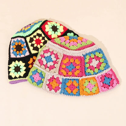 Hollow Flower Knitted Fisherman Hat Women Autumn Winter