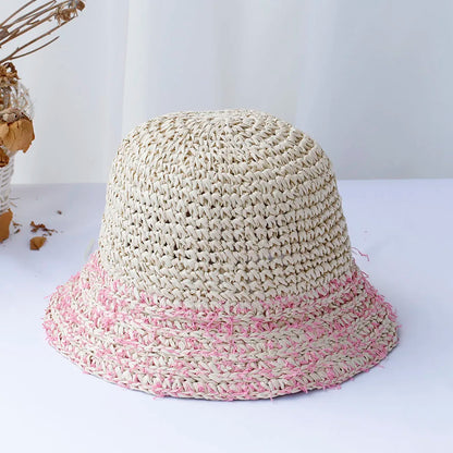 Y2K Korean Straw Summer Fisherman Bucket Hat