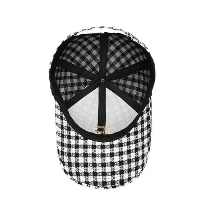 Cotton Stripe Check Baseball Cap