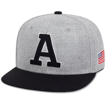 Unisex Simple Letter A Embroidery Snapback Cap