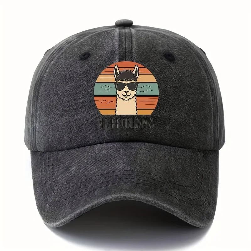 Cartoon Alpaca Curved Brim Baseball Cap