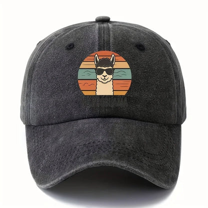 Cartoon Alpaca Curved Brim Baseball Cap