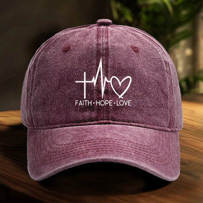 Faith Hope Love Print Adjustable Baseball Cap