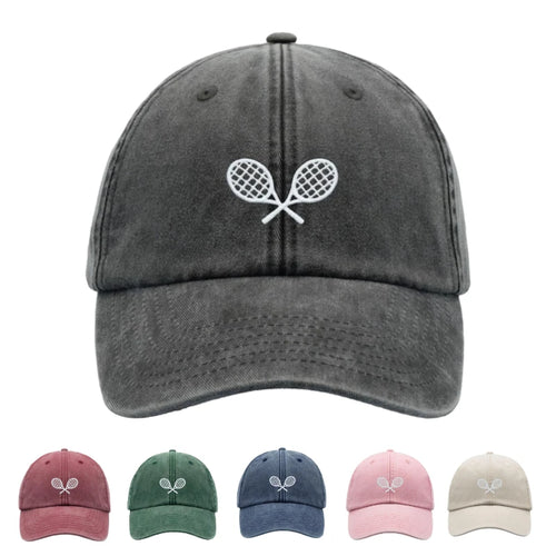 Retro Crossed Tennis Racket Baseball Cap