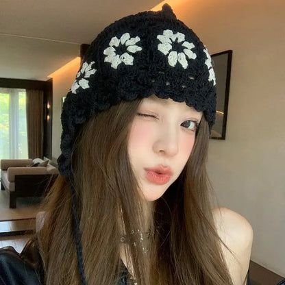 Handmade Floral Lace Crochet Y2K Bucket Hat