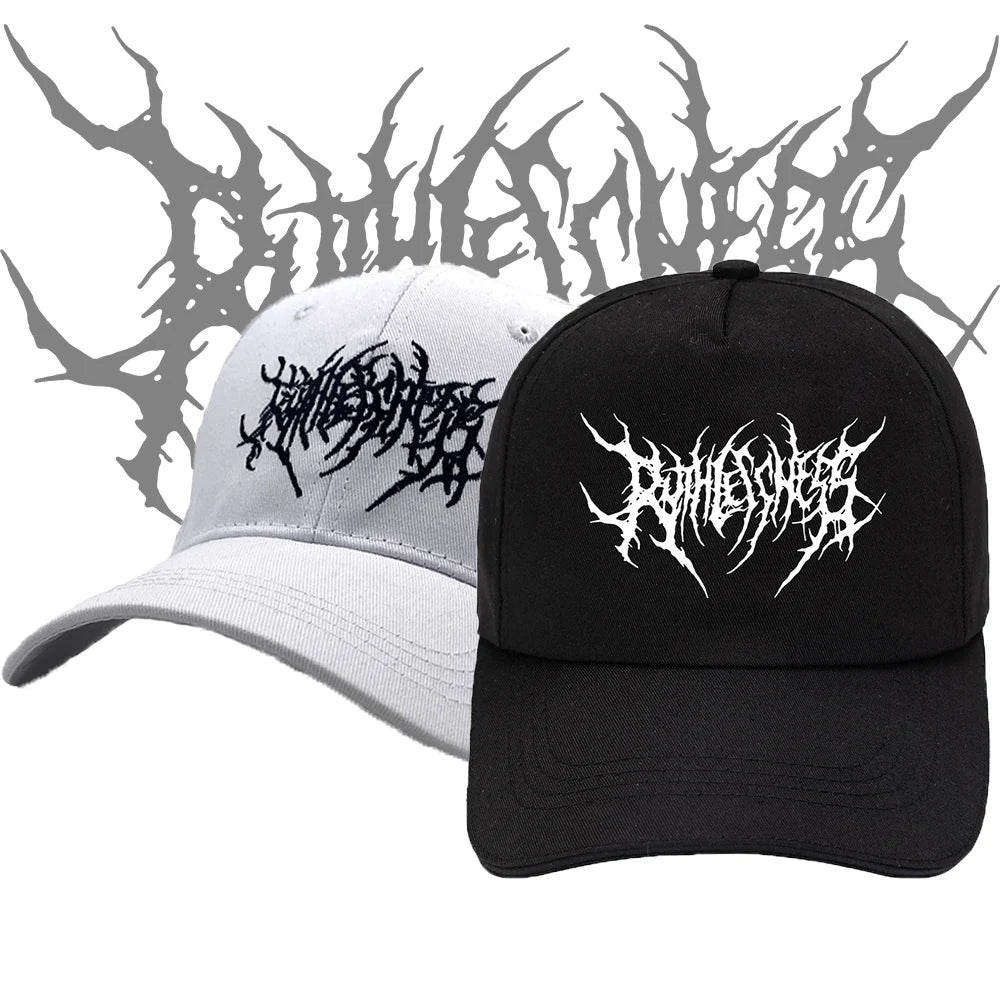 Gothic Punk Cotton Baseball Cap Embroidered Street Style