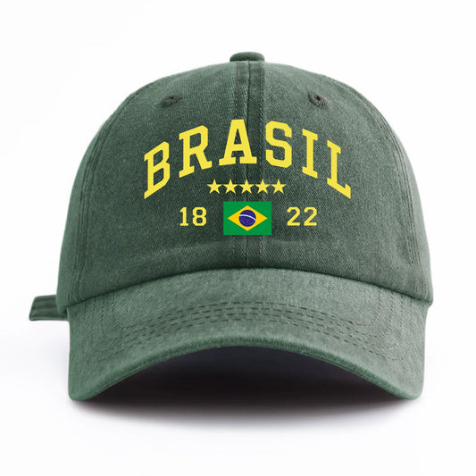 Brasil Print Washed Retro Baseball Cap