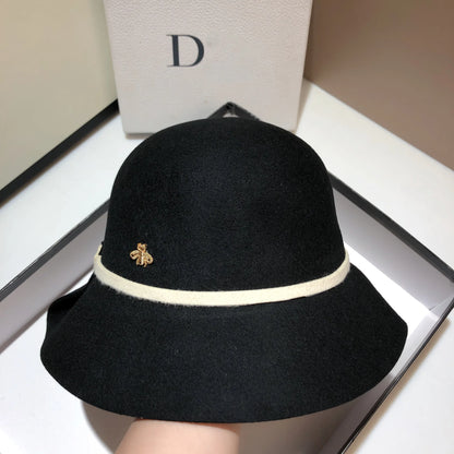 Double Sided Wool Bow Bucket Hat