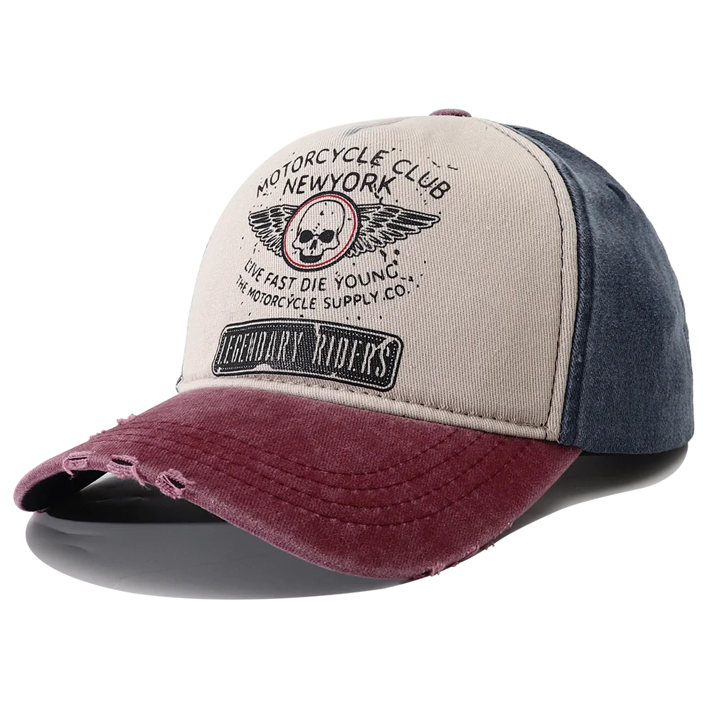 Punk Skull Motorcycle New York 5-Panel Baseball Cap