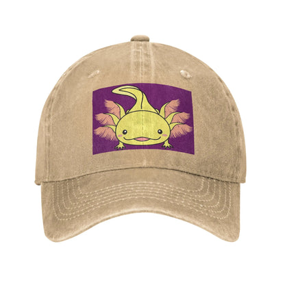 Cute Axolotl Perfect Saying Washed Denim Baseball Cap
