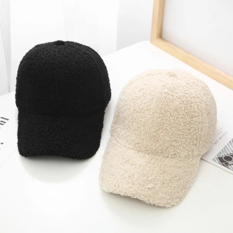 Women's Plush Lamb Wool Baseball Cap