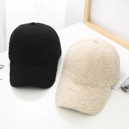 Women's Plush Lamb Wool Baseball Cap