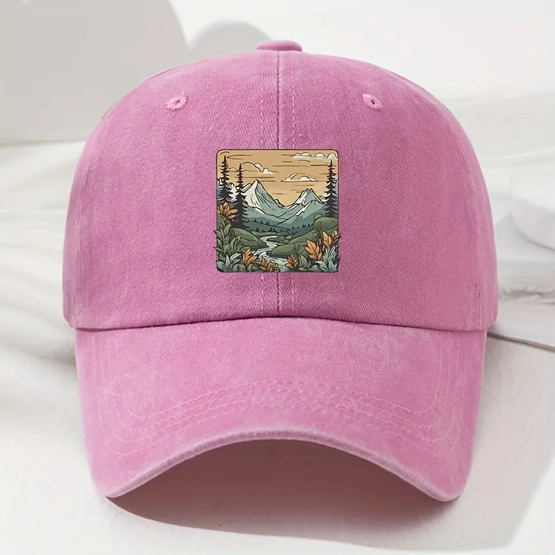 Retro Landscape Print Outdoor Baseball Cap