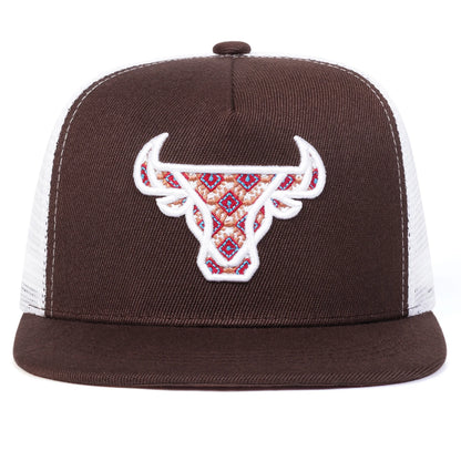 Unisex Ox Head Embroidery Hip-hop Net Hats