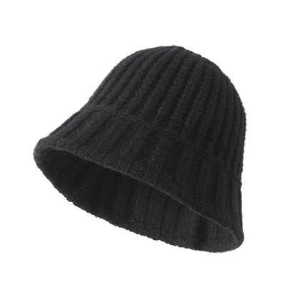 Knitted Wide Brim Bucket Hat