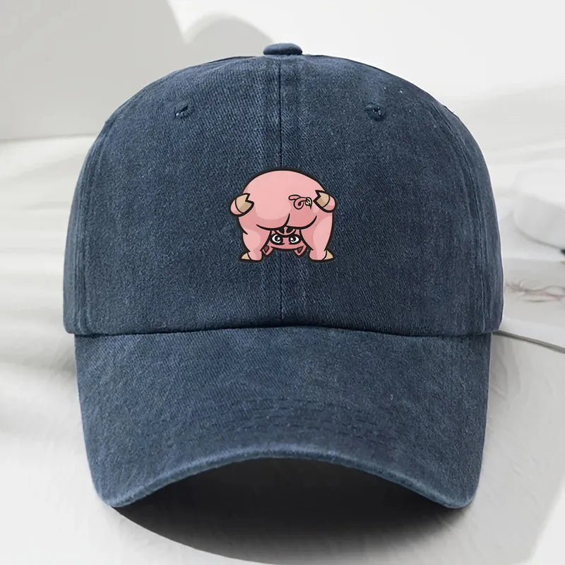 Cute Pink Pig Print Street Baseball Cap