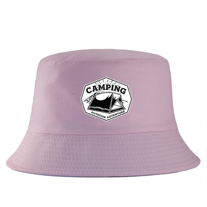 Camping Outdoor Adventure Print Reversible Hiking Bucket Hat