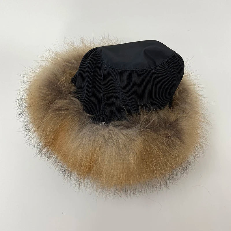Fluffy Real Fur Winter Bucket Hat