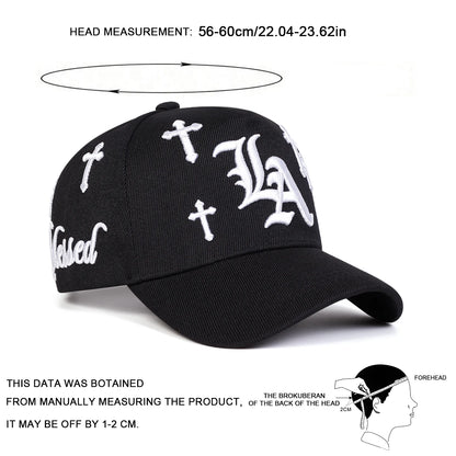 Unisex Gothic LA Cross Embroidery Casual Baseball Cap