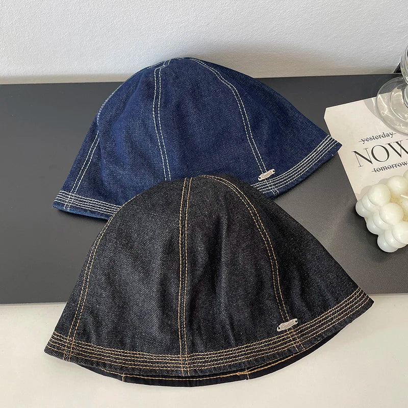 Japanese Retro Denim Summer Bucket Hat