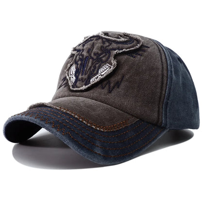 Vintage Bull Head Embroidery Snapback Baseball Cap