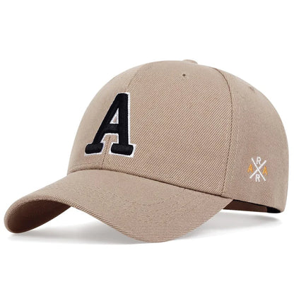 A Letter Embroidered Cotton Snapback Baseball Cap