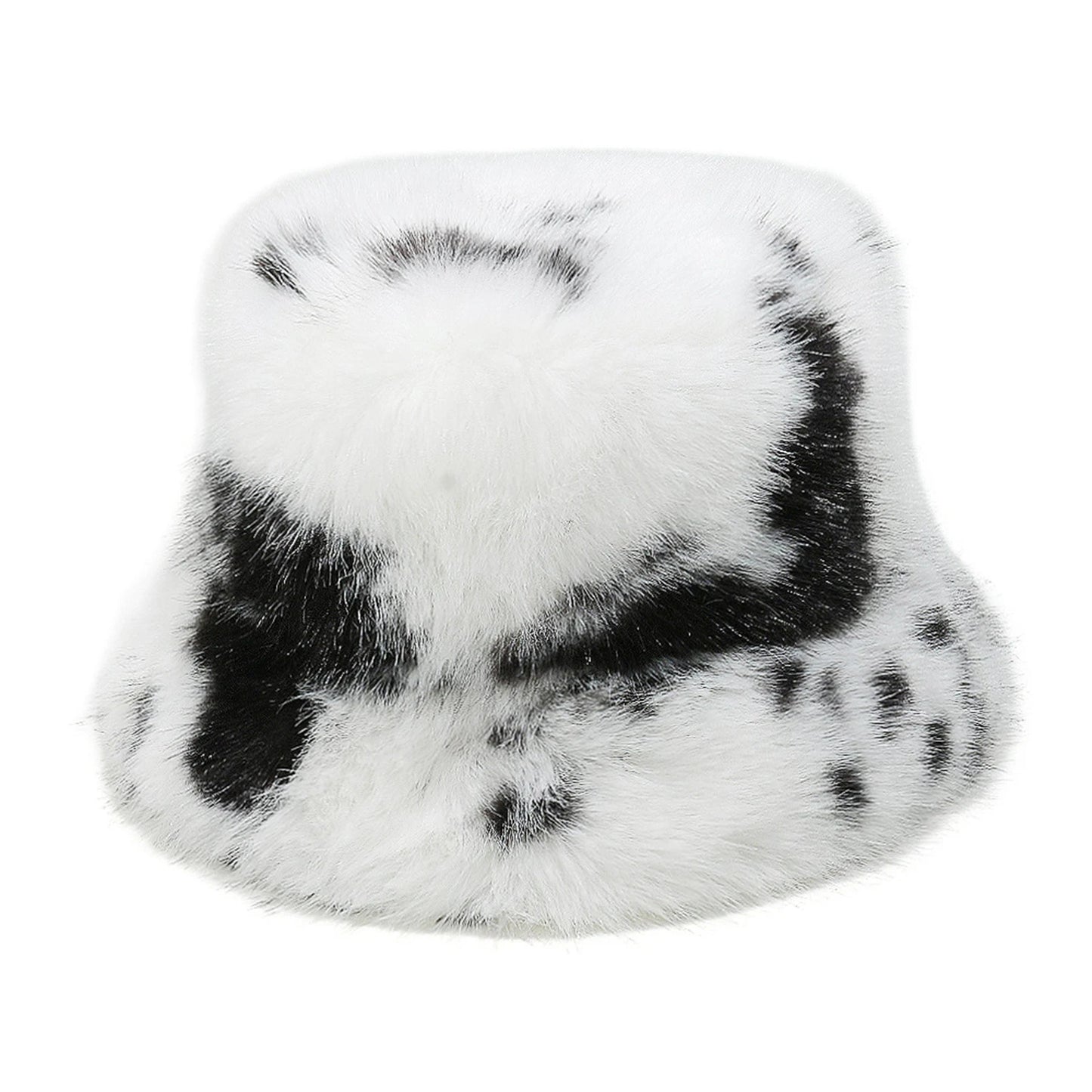 Cow Pattern Plush Fisherman Hat