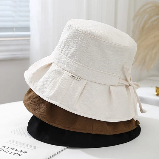 Women's Bucket Hat With Bow Adjustable
