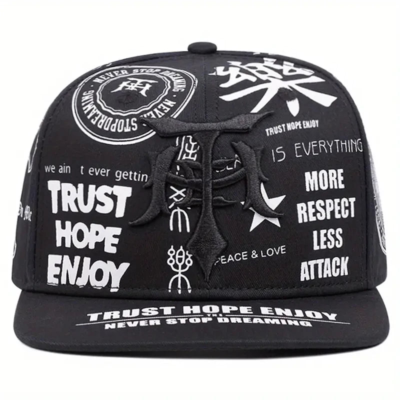 Dagger Graffiti Flat Brim Hip Hop Cap