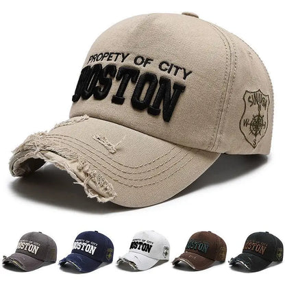 Boston Side Embroidered Hole Duckbill Baseball Cap