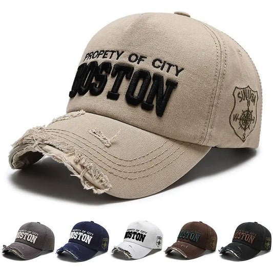 Boston Side Embroidered Hole Duckbill Baseball Cap