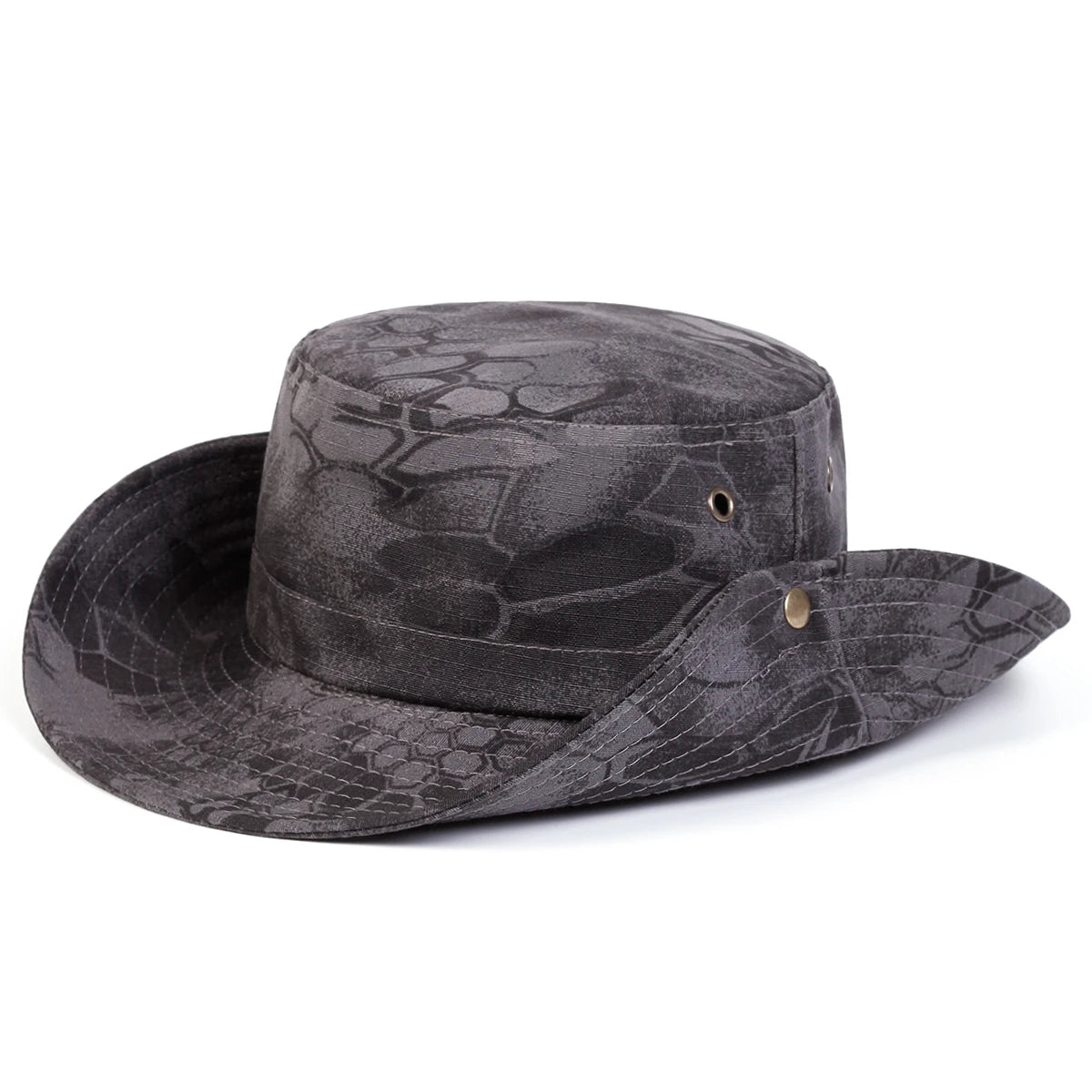 Men’s Plaid Camouflage Drawstring Wide Brim Bucket Hat
